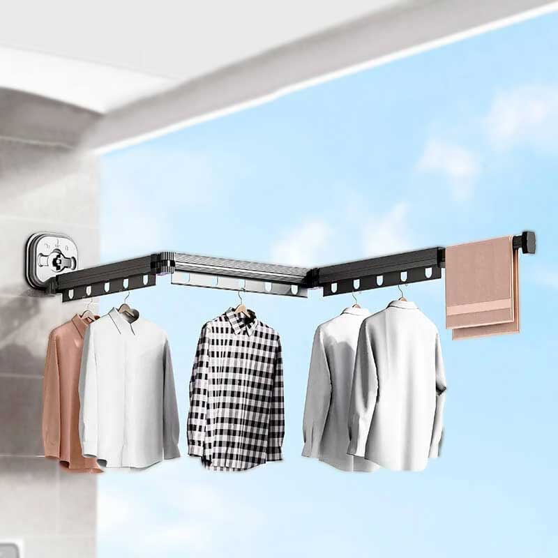 DryFold - Zusammenklappbares Wandtrockengestell mit Saugnäpfen für Platzersparnis