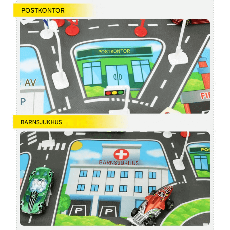 Urban inspirierte Spielmatte - Roadmap Poster für kreatives und pädagogisches Spielen