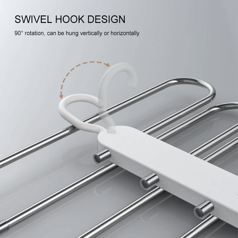 6-in-1 Edelstahl faltbarer Hosenständer | Multifunktionaler Kleiderbügel für die Garderobe & Reisen - Sparen Sie Platz mit einstellbaren Lagern