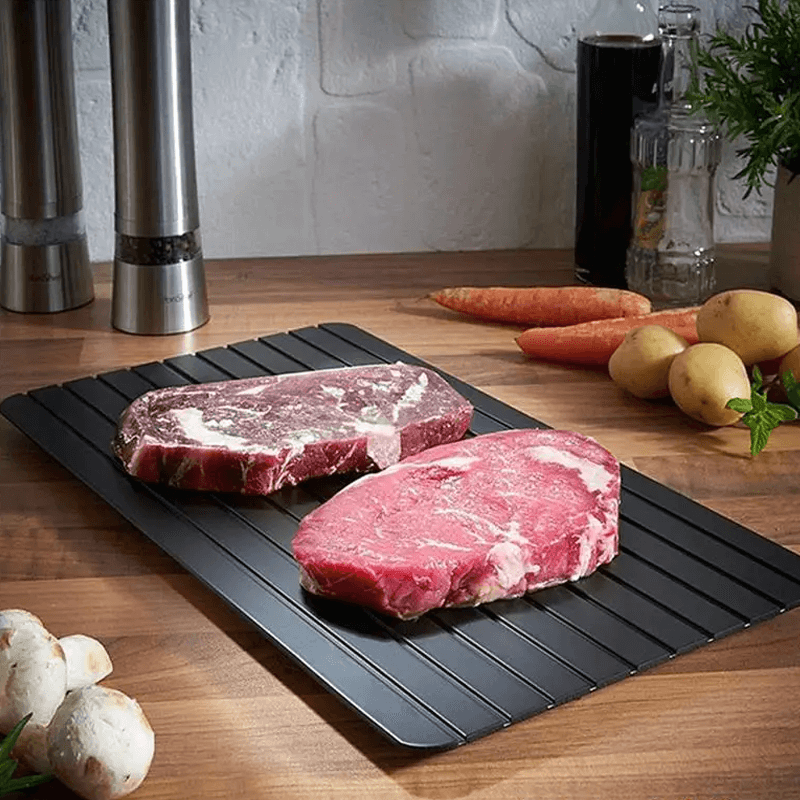 EcoThaw - Wiederverwendbare Aluminium-Auftauschale zum schnellen Auftauen von Fleisch und Lebensmitteln