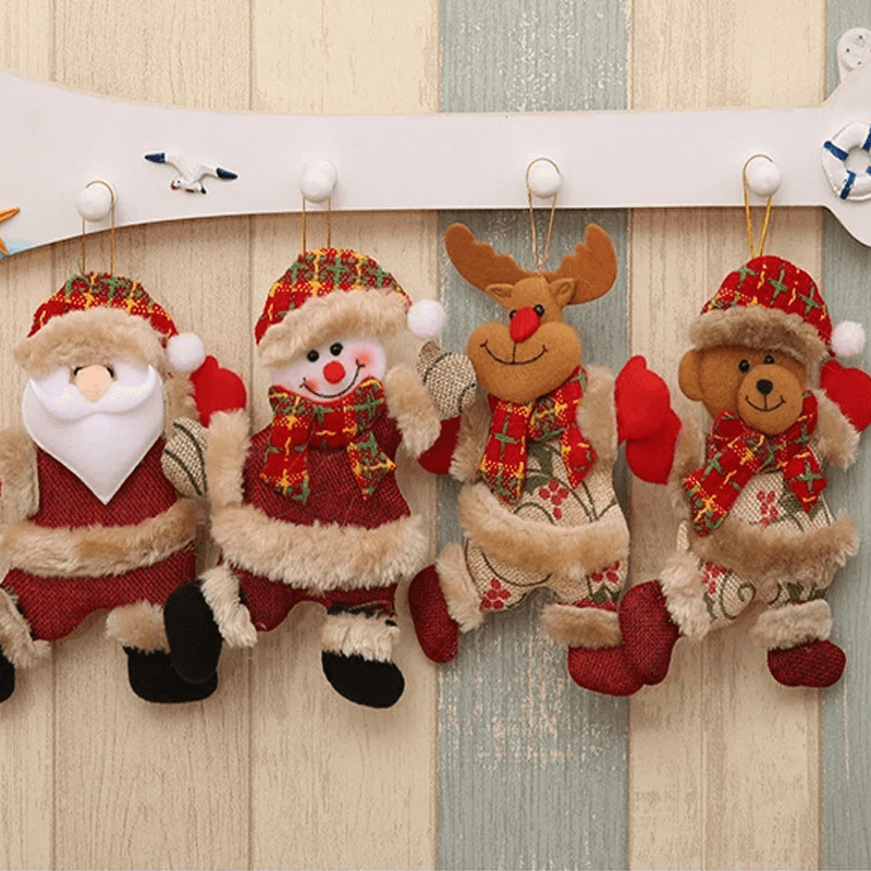 Christbaumschmuck Hängende Weihnachtspuppen - Weihnachtsmann, Schneemann, Elch, Bär
