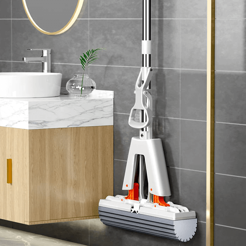 Selbstdrückender Mopp mit Teleskopstiel - Zusammenklappbarer Baumwollmopp für effektive Bodenreinigung & Trocknen