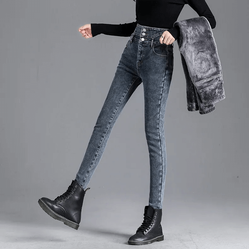 Thermische Winterjeans mit hoher Taille