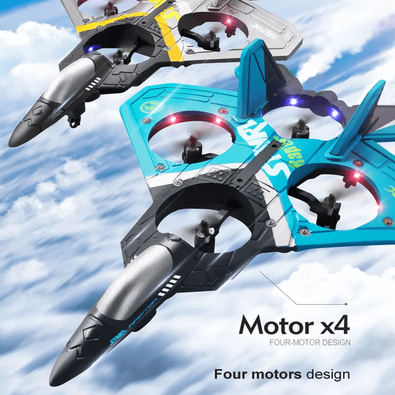 RC Kampfflugzeug aus strapazierfähigem EPP-Schaumstoff mit LED-Leuchten | Ferngesteuertes Flugzeug 2,4GHz für Anfänger & Kinder - Modellflug mit 360° Loop & Lange Flugzeit