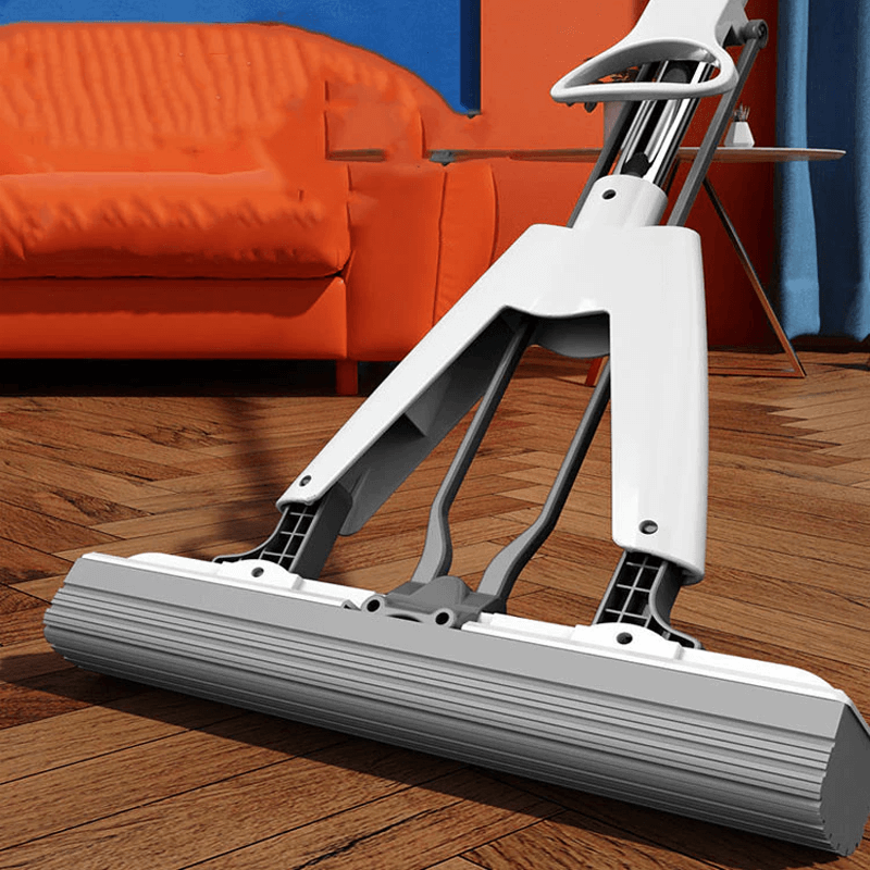 Selbstdrückender Mopp mit Teleskopstiel - Zusammenklappbarer Baumwollmopp für effektive Bodenreinigung & Trocknen