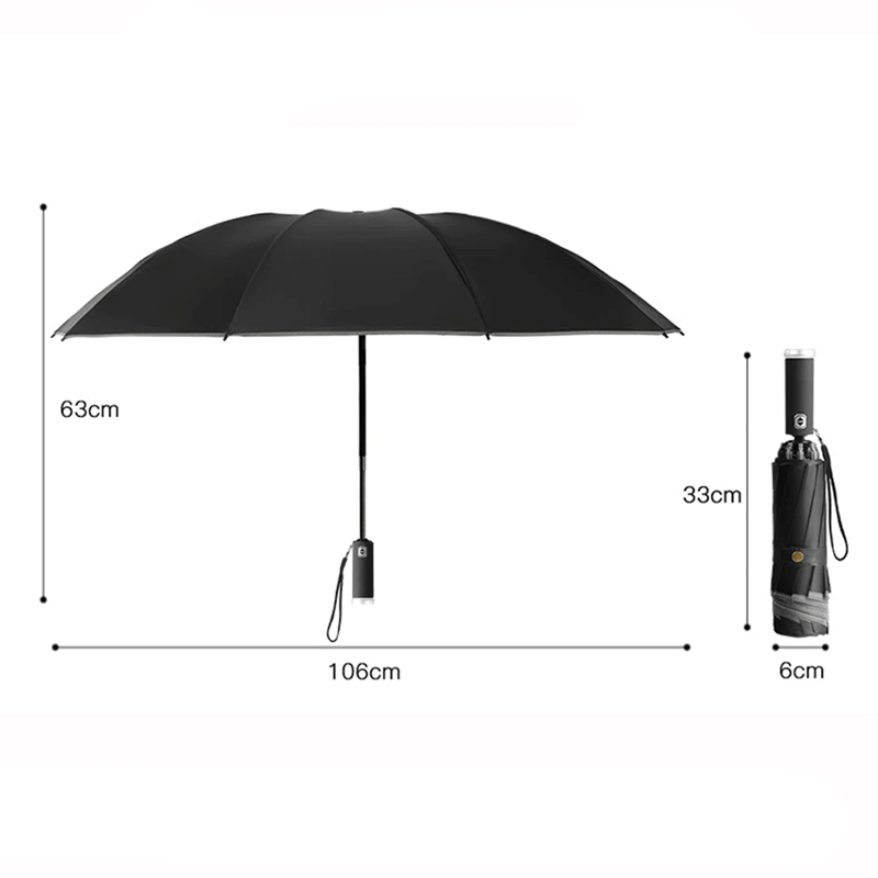 Faltbarer Regenschirm mit LED-Taschenlampe
