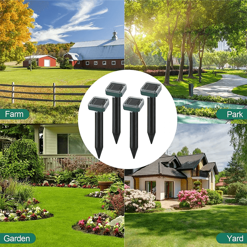 Solarbetriebener Ultraschall-Schädlingsverscheucher | Verscheucht Maulwürfe & Nagetiere | Wasserdicht, 400Hz, Gartenschutz