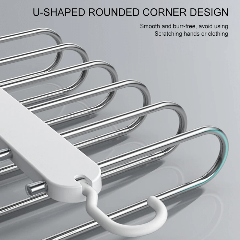 6-in-1 Edelstahl faltbarer Hosenständer | Multifunktionaler Kleiderbügel für die Garderobe & Reisen - Sparen Sie Platz mit einstellbaren Lagern