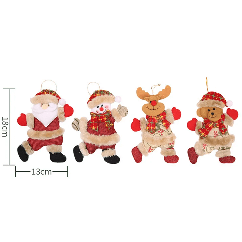 Christbaumschmuck Hängende Weihnachtspuppen - Weihnachtsmann, Schneemann, Elch, Bär