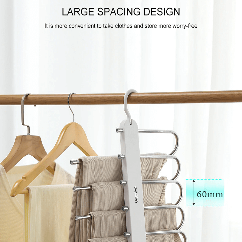 6-in-1 Edelstahl faltbarer Hosenständer | Multifunktionaler Kleiderbügel für die Garderobe & Reisen - Sparen Sie Platz mit einstellbaren Lagern