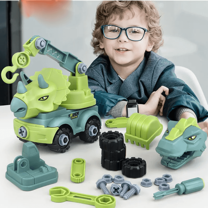 Mini-Dinosaurier-Fahrzeugbaukasten - Spielen und Lernen mit kreativen Kombinationen