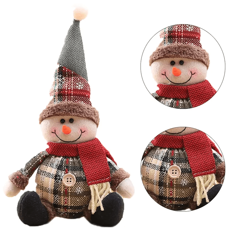 Weihnachtspuppe Ornament aus Stoff, mit oder ohne ausziehbaren Beinen - Weihnachtsdekoration, Weihnachtsmann, Elch, Schneemann