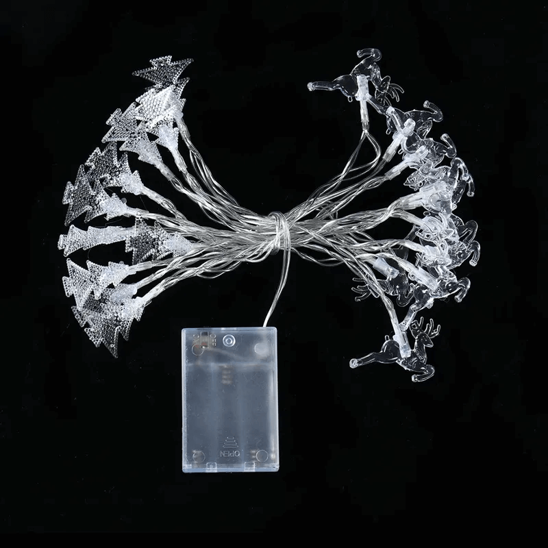 1,5-3m weihnachtliche LED-Lichterkette, Weihnachtslichterkette - Schneeflocken, Rentier, Stern, Weihnachtsbaum