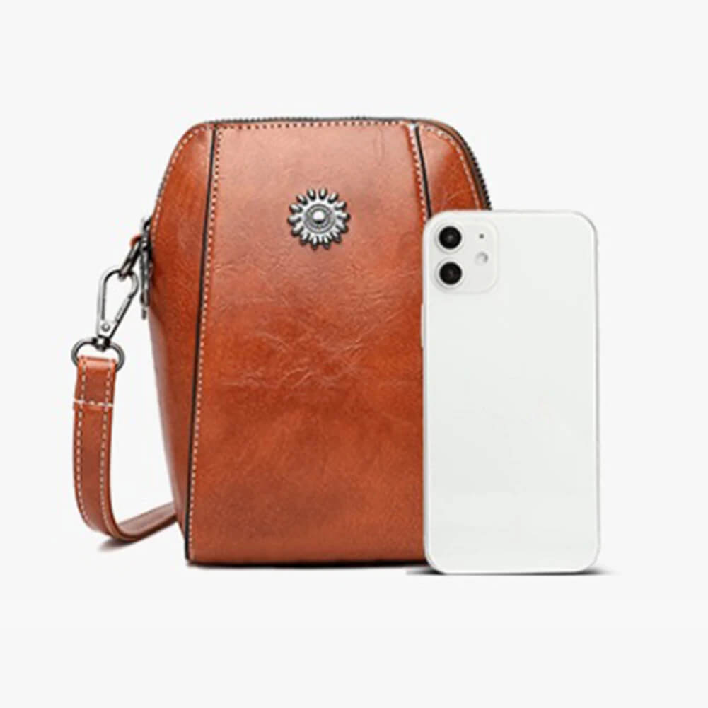 Vintage Crossbody Ledertasche für Frauen - verstellbarer Schulterriemen, kompaktes Design und eleganter Stil