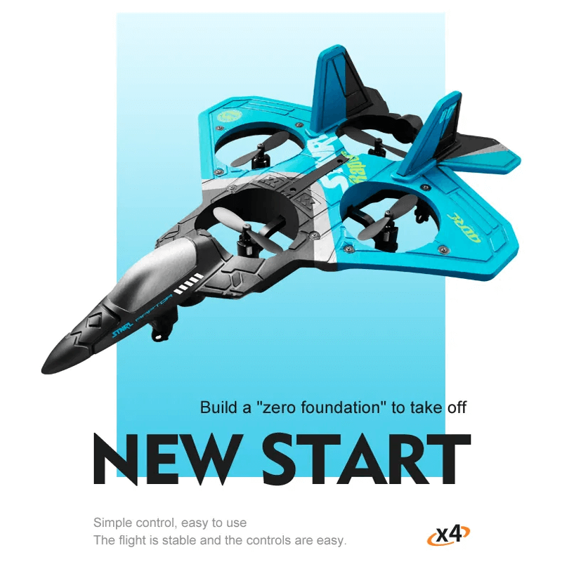 RC Kampfflugzeug aus strapazierfähigem EPP-Schaumstoff mit LED-Leuchten | Ferngesteuertes Flugzeug 2,4GHz für Anfänger & Kinder - Modellflug mit 360° Loop & Lange Flugzeit