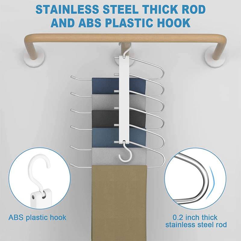 6-in-1 Edelstahl faltbarer Hosenständer | Multifunktionaler Kleiderbügel für die Garderobe & Reisen - Sparen Sie Platz mit einstellbaren Lagern