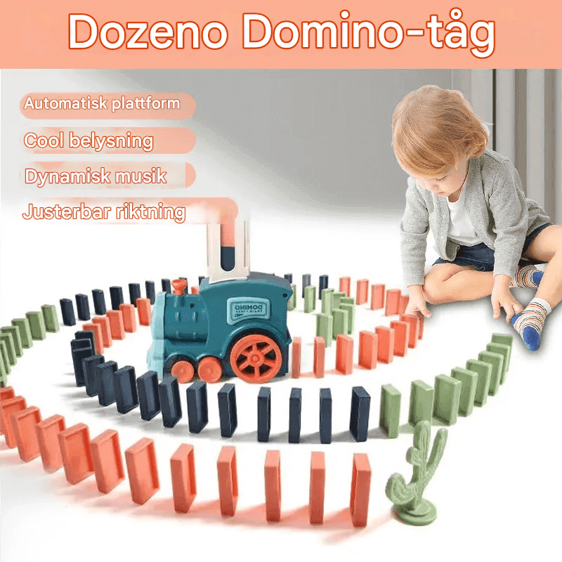 Automatischer Domino-Zug für Kinder | Selbstaufstellende Dominosteine mit Licht und Sound – Pädagogisches STEM-Spielzeug (ab 3 Jahren)