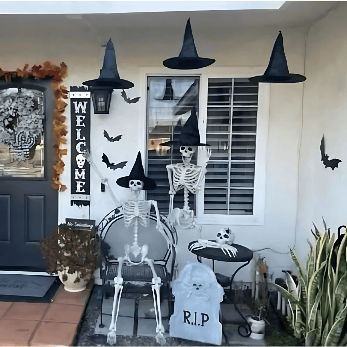 WitchGleam - Zusammenklappbarer Halloween Hexenhut aus schwarzem Polyester für Maskerade, Party & Dekoration