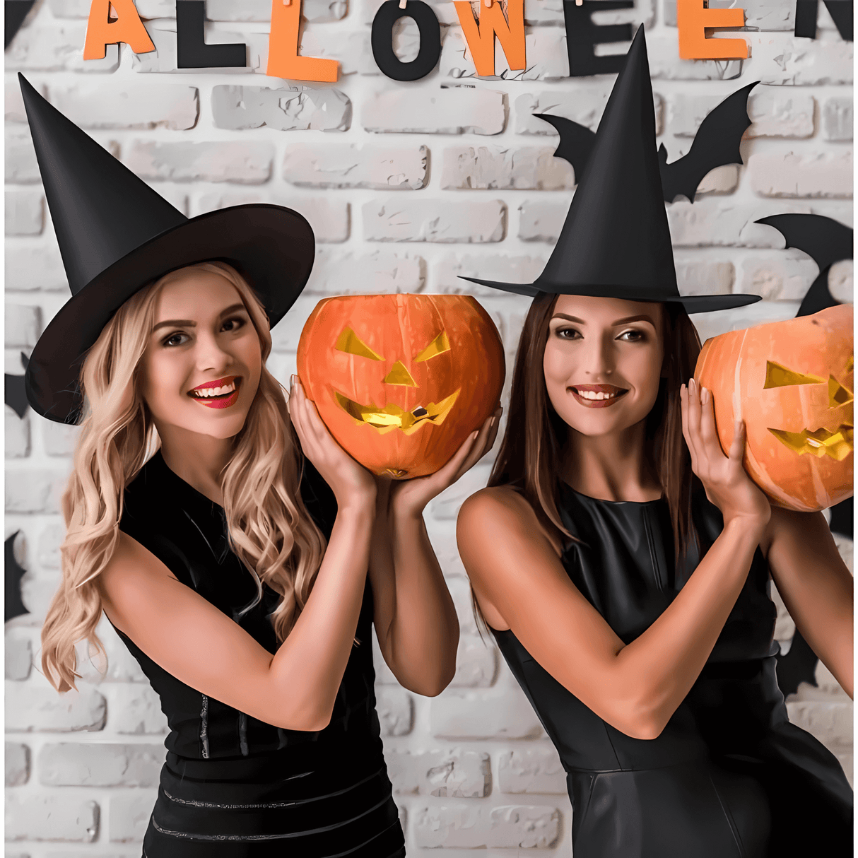 WitchGleam - Zusammenklappbarer Halloween Hexenhut aus schwarzem Polyester für Maskerade, Party & Dekoration
