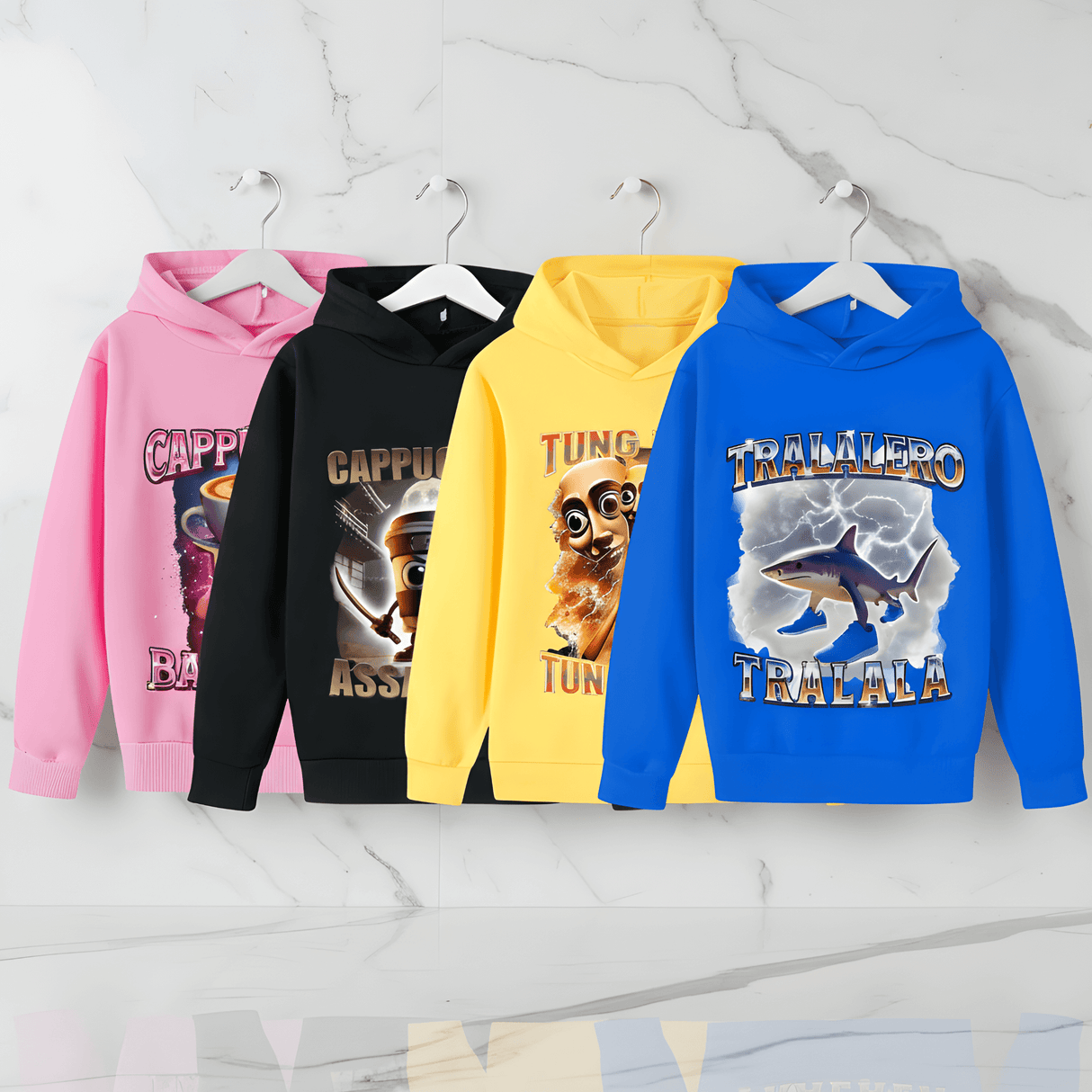 GiggleWear - Hoodie mit italienischen Mindrot-Figuren für Kinder & Erwachsene