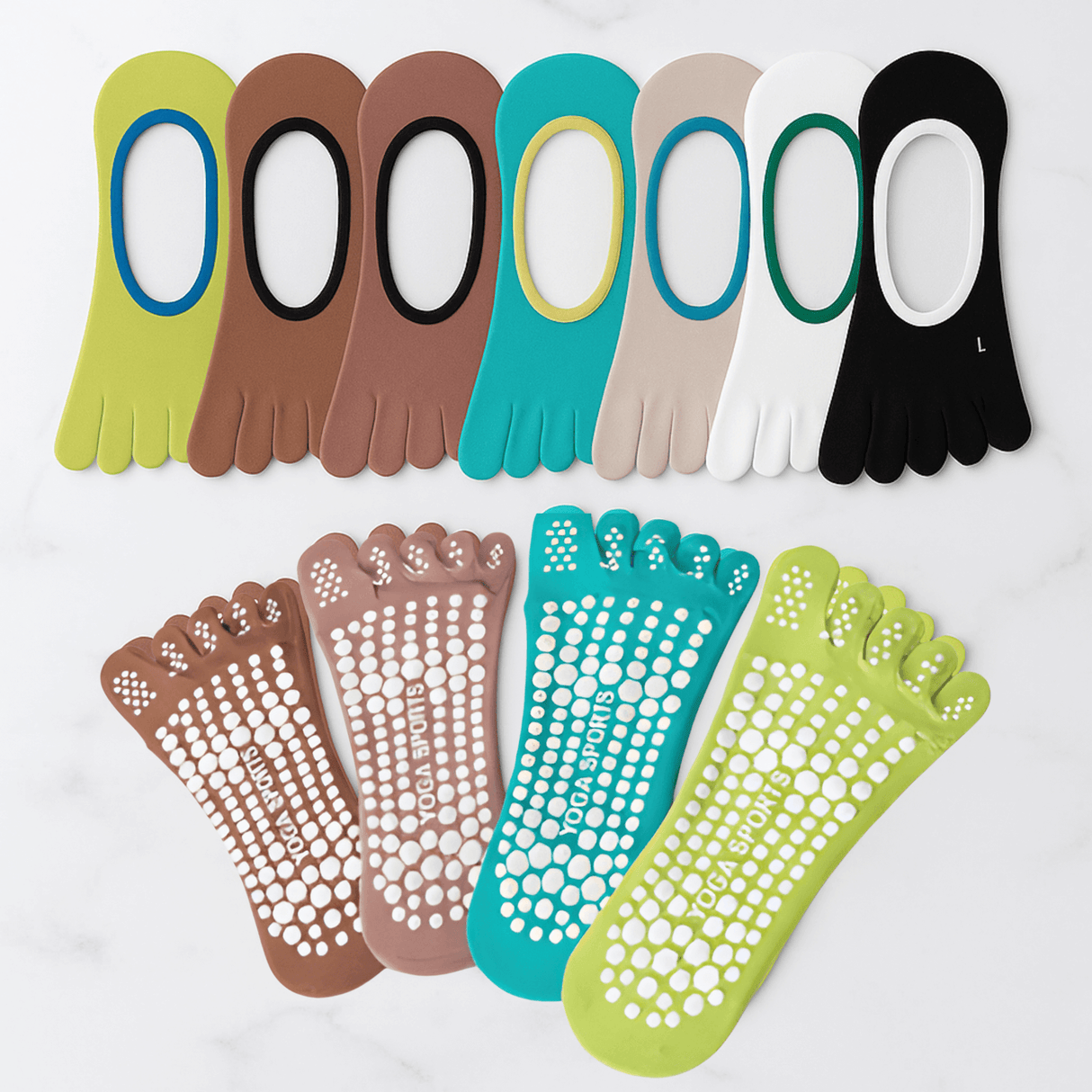 YogiGrip - Five Toe Yoga Socken mit Anti-Rutsch & Atmungsaktiver Komfort für Frauen