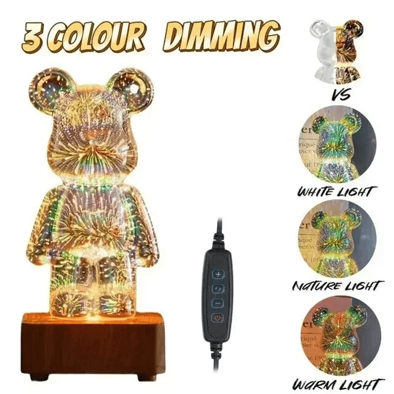 3D Bär Glas Nachtlicht Feuerwerk