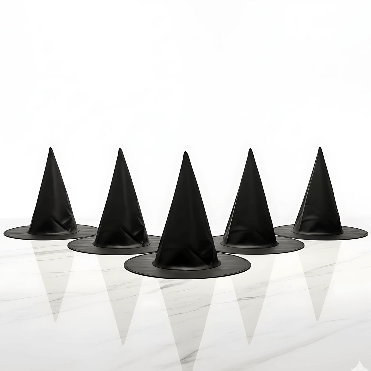 WitchGleam - Zusammenklappbarer Halloween Hexenhut aus schwarzem Polyester für Maskerade, Party & Dekoration