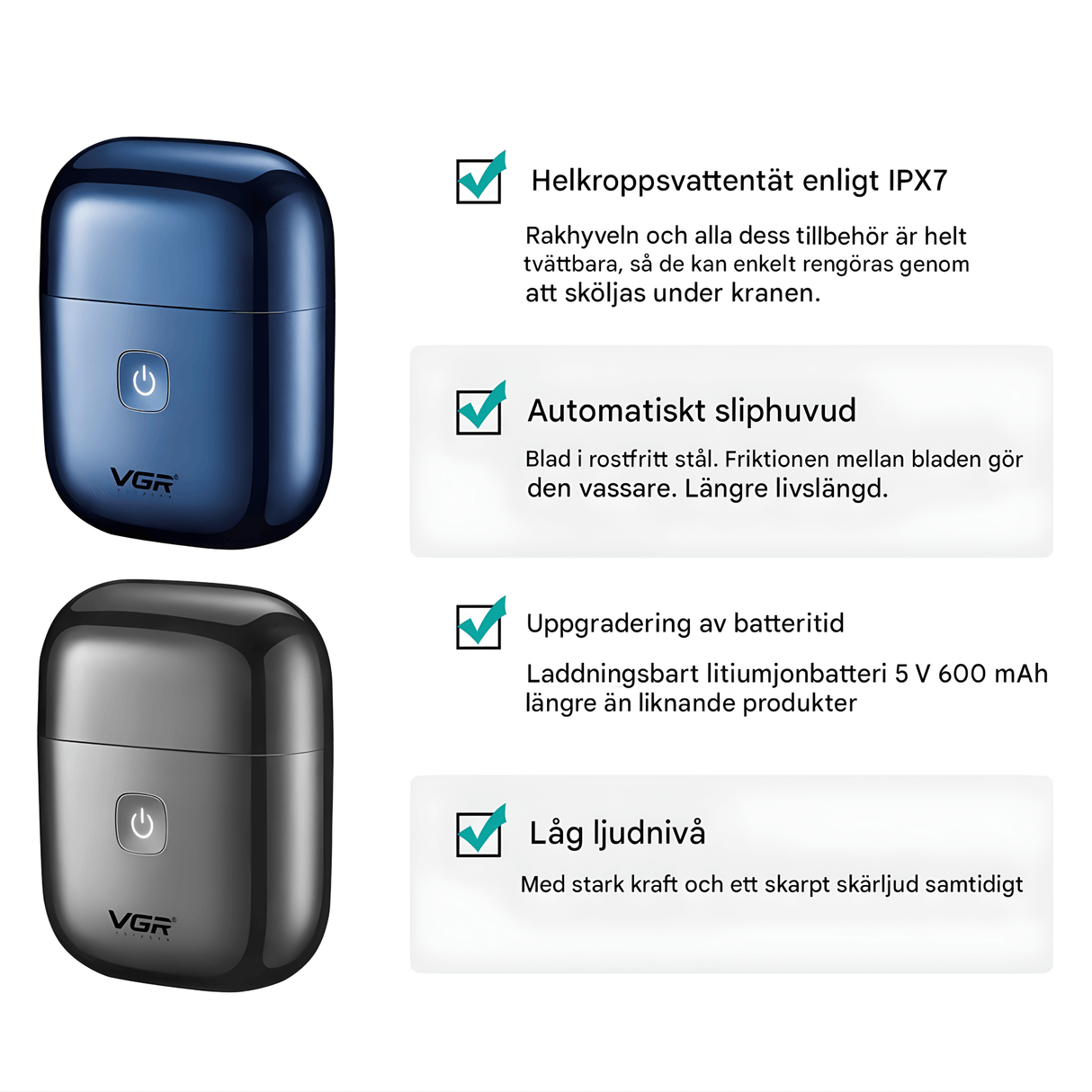 TrimAxis - Elektrischer Rasierer mit drei Klingen für Männer, IPX7 wasserfestes Design & Schnelles Aufladen über USB Typ-C