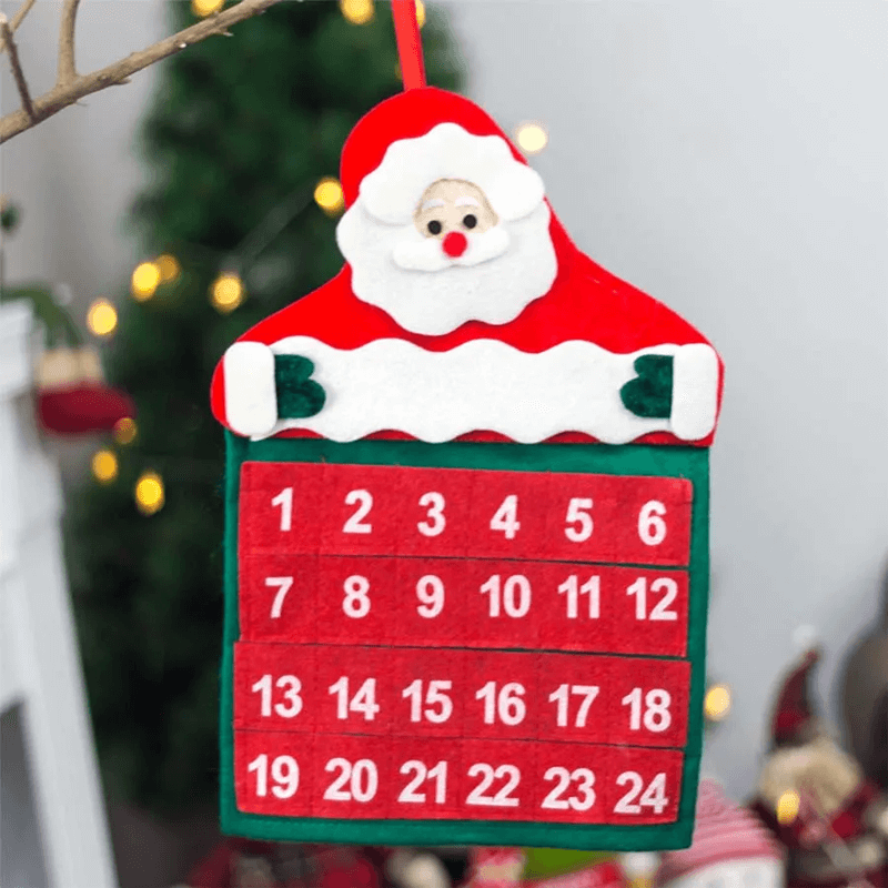 Stoff-Adventskalender Countdown - Weihnachtsmann 24 Tage