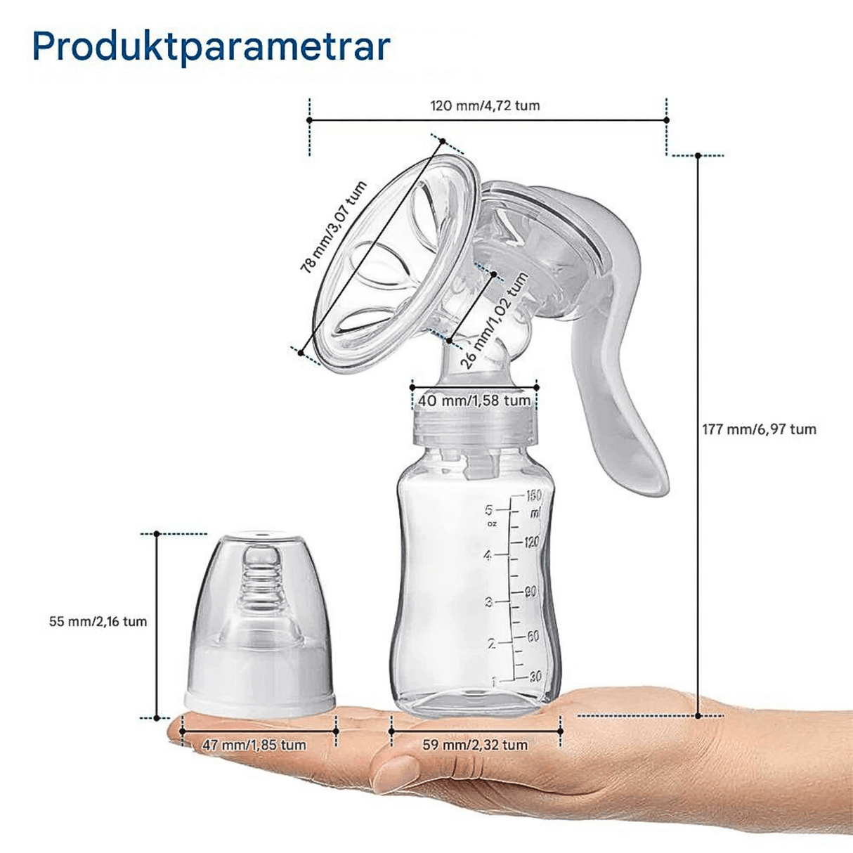 LactiMate - Handmilchpumpe aus BPA-freiem Silikon mit ergonomischem Griff & Leiser Betrieb