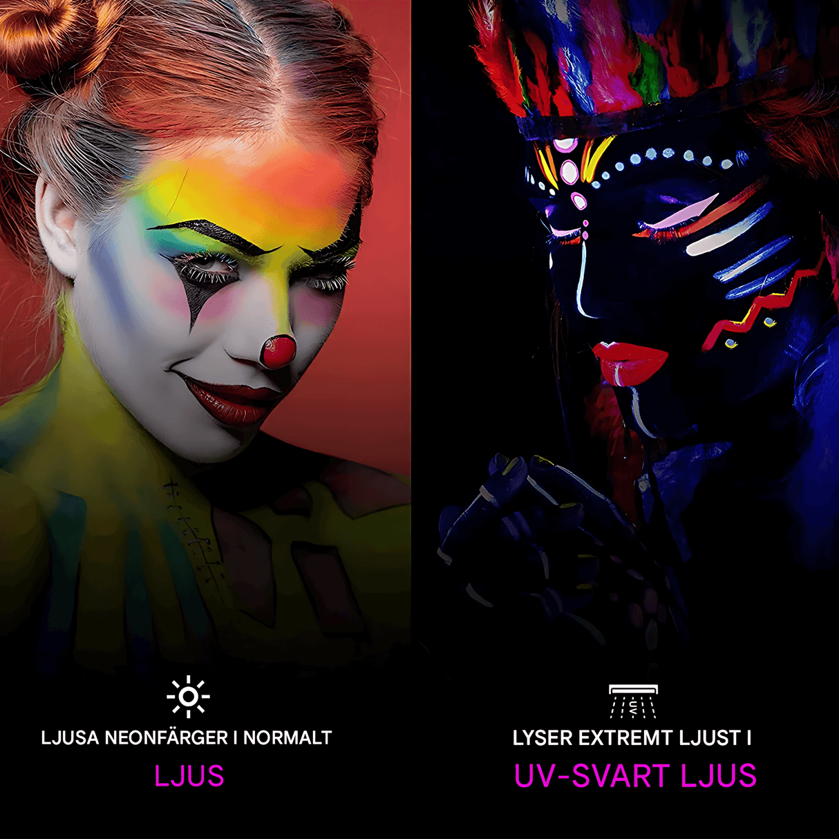 NeonAura – Halloween Neon fluoreszierendes UV-Körperfarbenset für Gesicht und Körper, leuchtet im Dunkeln, Party- und Festivalfarbe