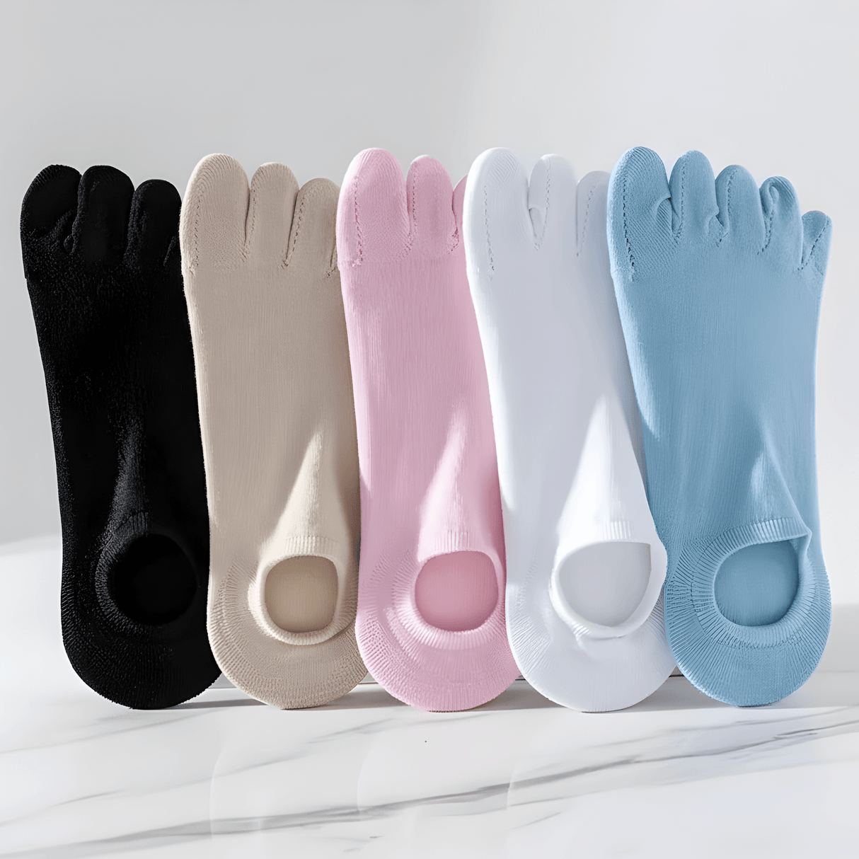 FlexiToe - 5 Paar rutschfeste Yoga- und Pilates-Socken mit fünf Zehen & Bequeme Passform für Tanz und Training