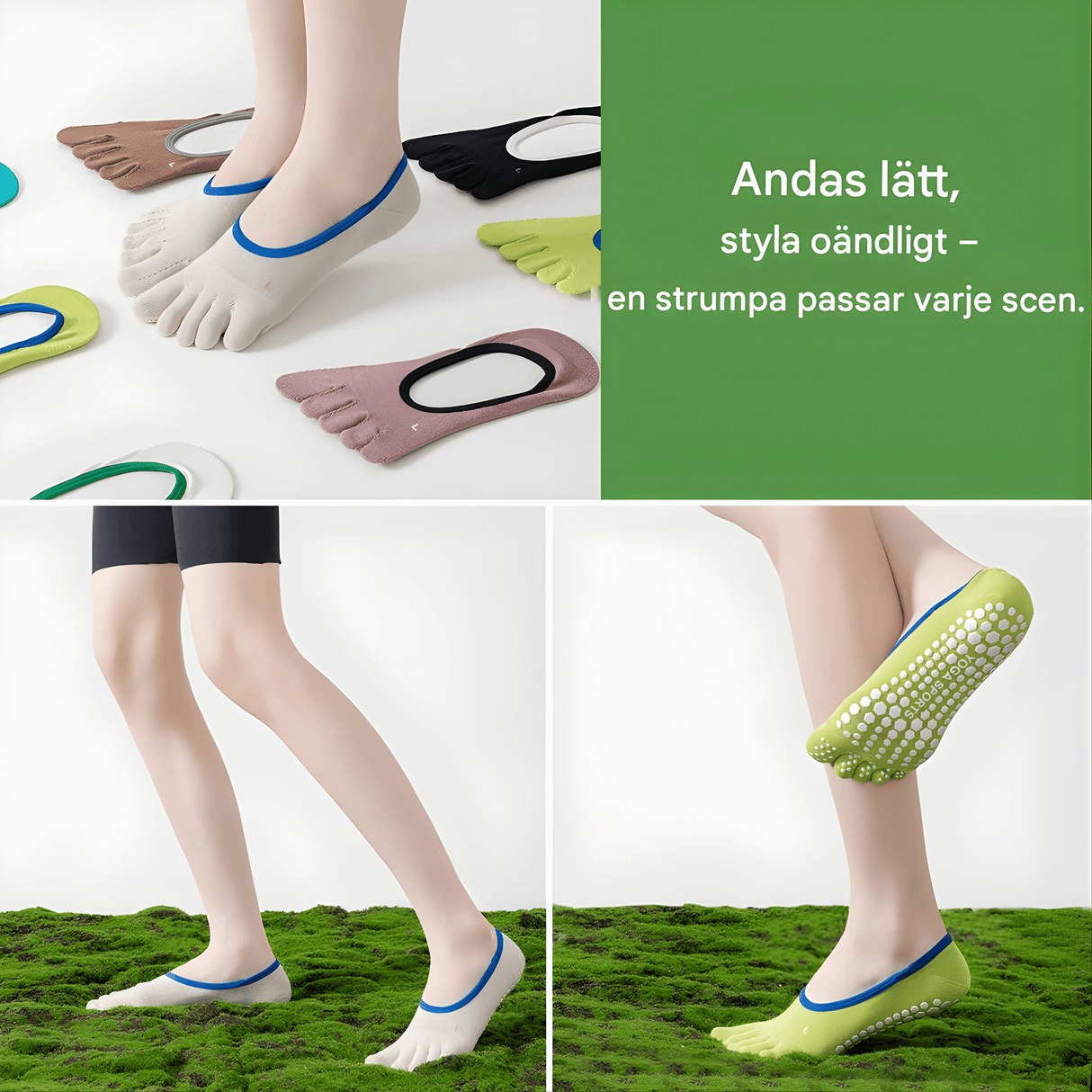 YogiGrip - Five Toe Yoga Socken mit Anti-Rutsch & Atmungsaktiver Komfort für Frauen