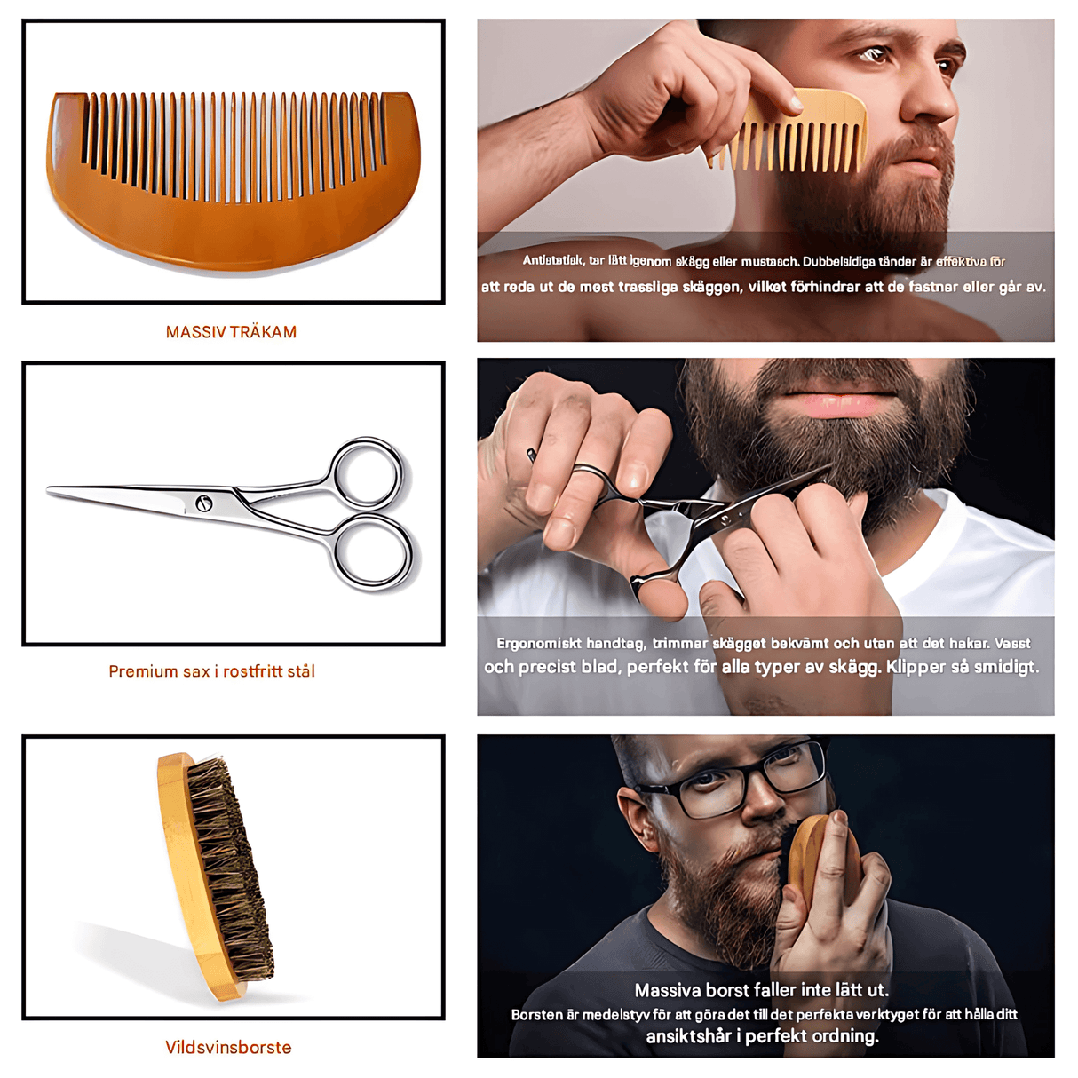BeardMaster - 6-in-1-Bartpflege-Set für Männer mit Öl, Balsam, Kamm, Bürste & Schere