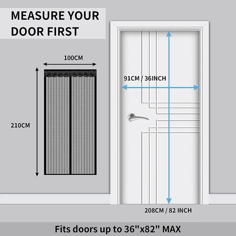 Magnetisches Moskitonetz für Tür mit automatischer Schließung | Insektenschutznetz mit Magnetverschluss - Mückenschutz für Terrasse, Balkon & Eingang (mehrere Größen)
