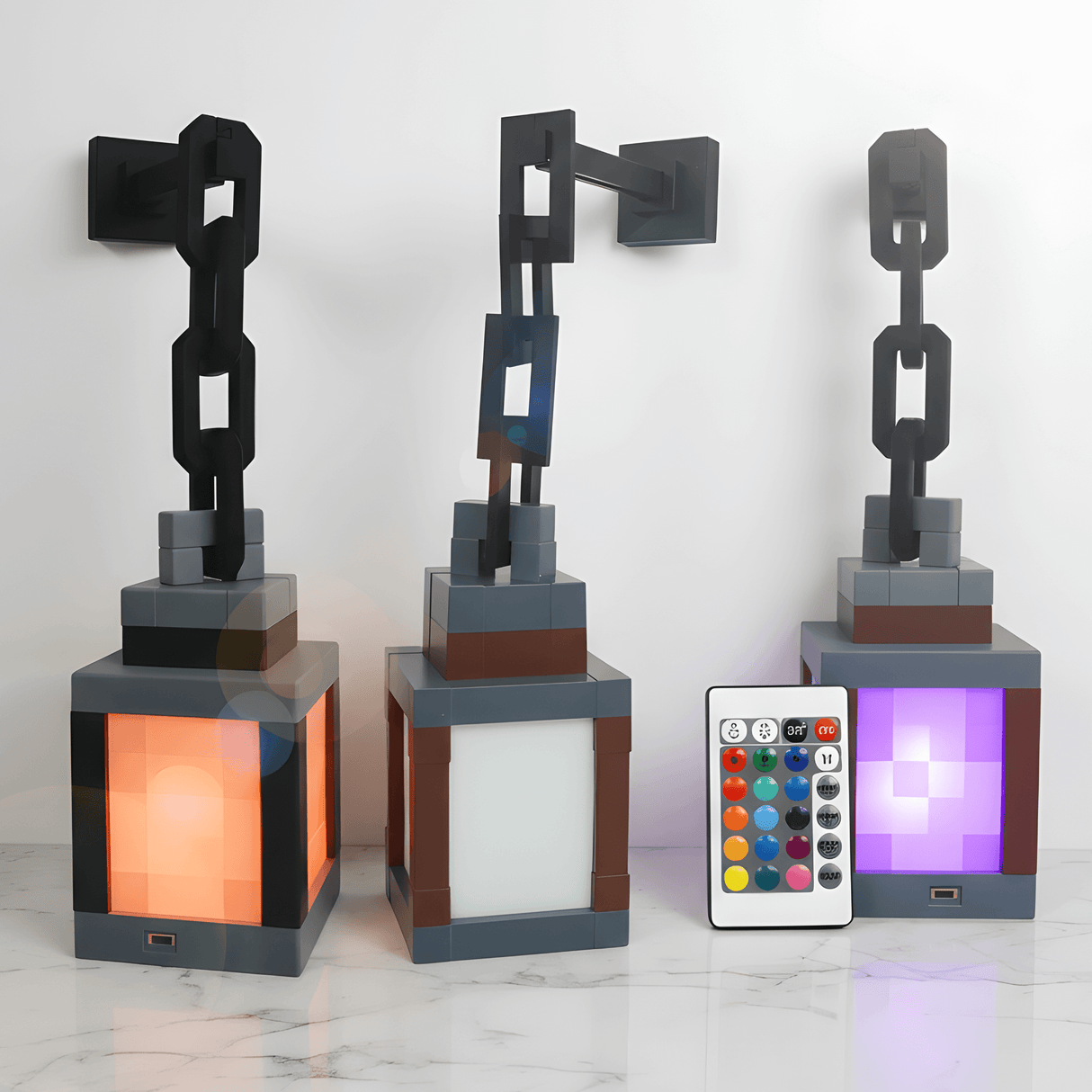 SoulLantern - Pixel inspirierte Wandleuchte mit 16 Farben, Fernbedienung & USB-Aufladung für Schlafzimmer und dekorative Atmosphäre