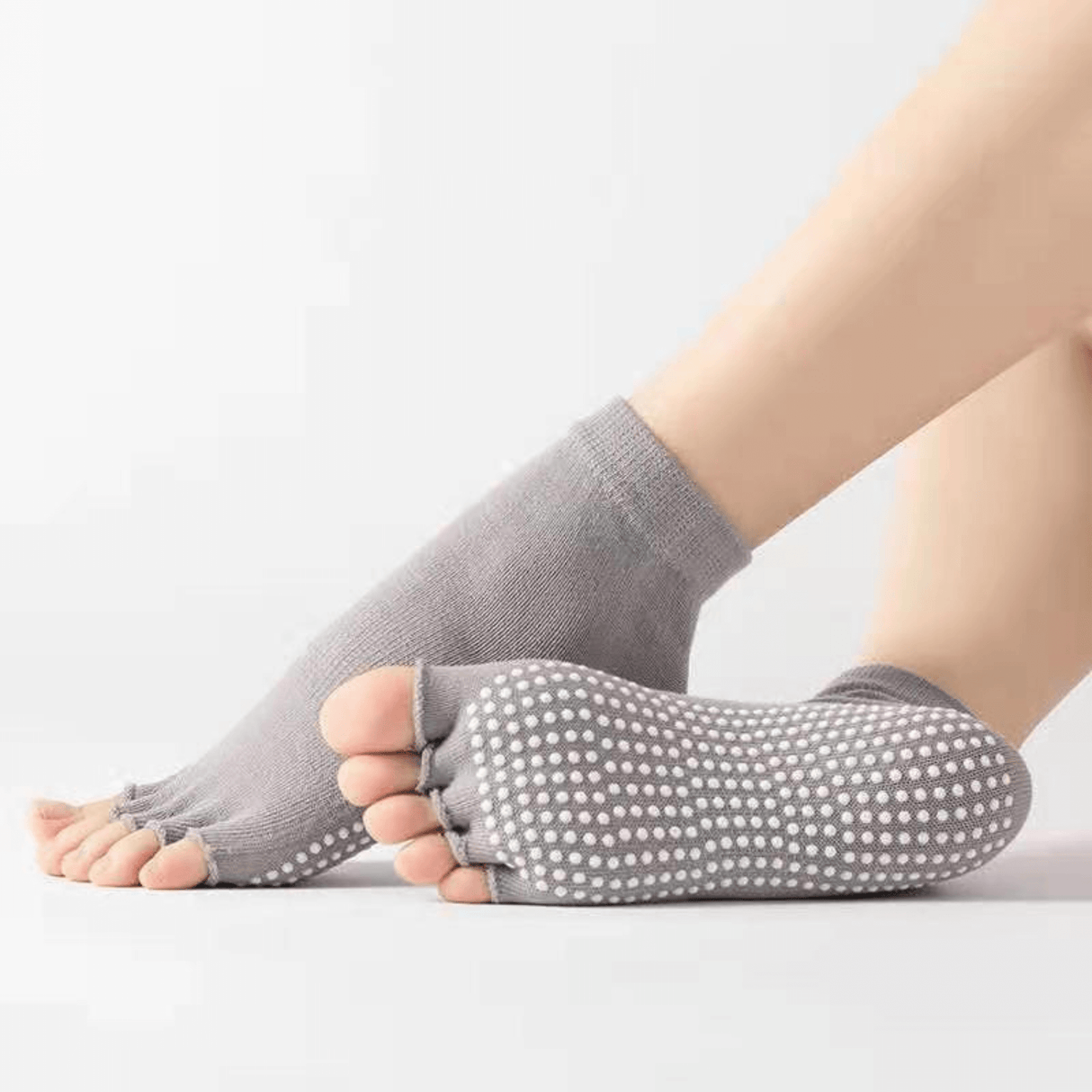 MovaSoft - Offene Fünf-Zehen Yoga- und Pilates-Socken mit Anti-Rutsch & Atmungsaktiver Komfort