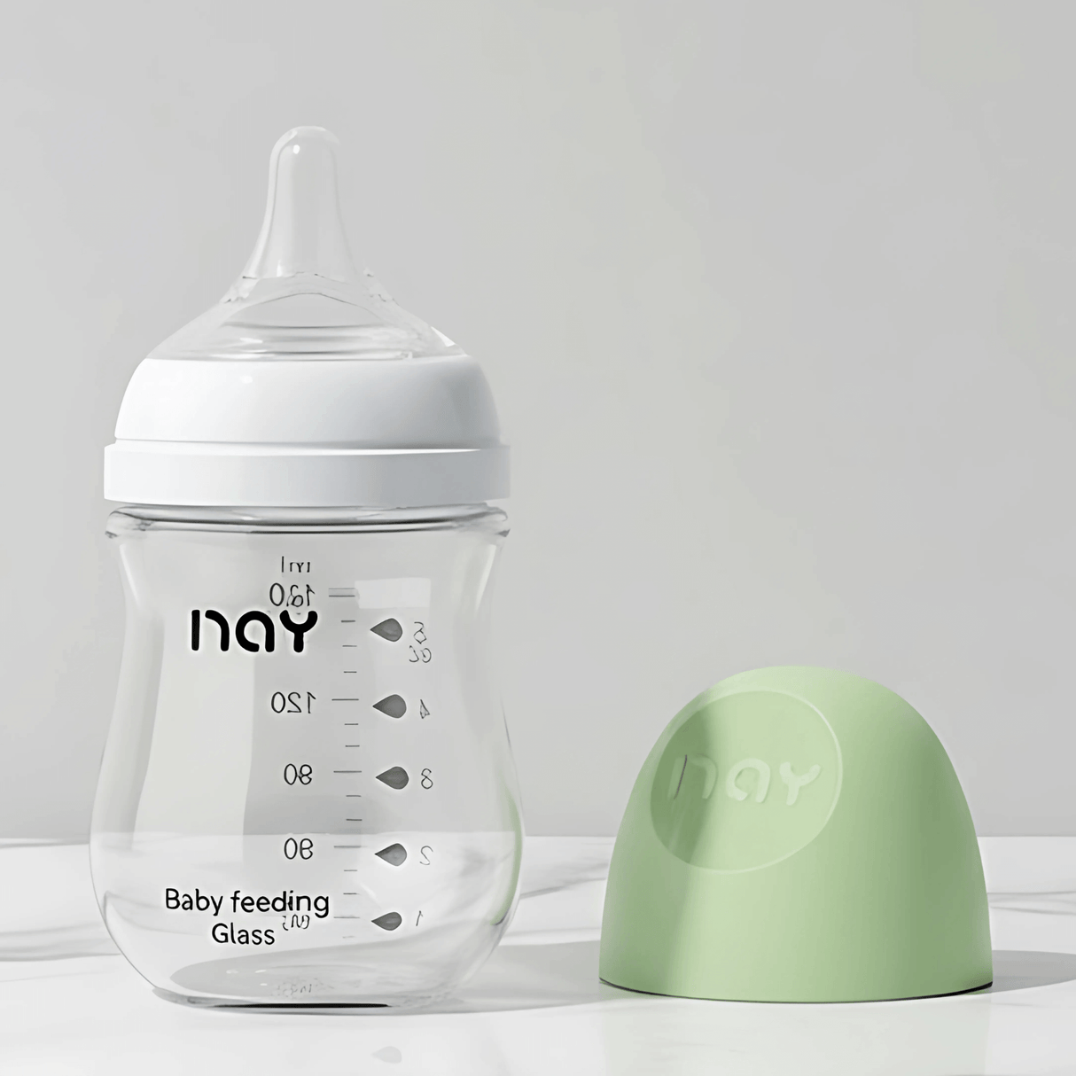 BabyFlow - Anti-Colic Glas-Babyflasche mit weichem Silikon-Sauger & Kontrolliertes Flow Design