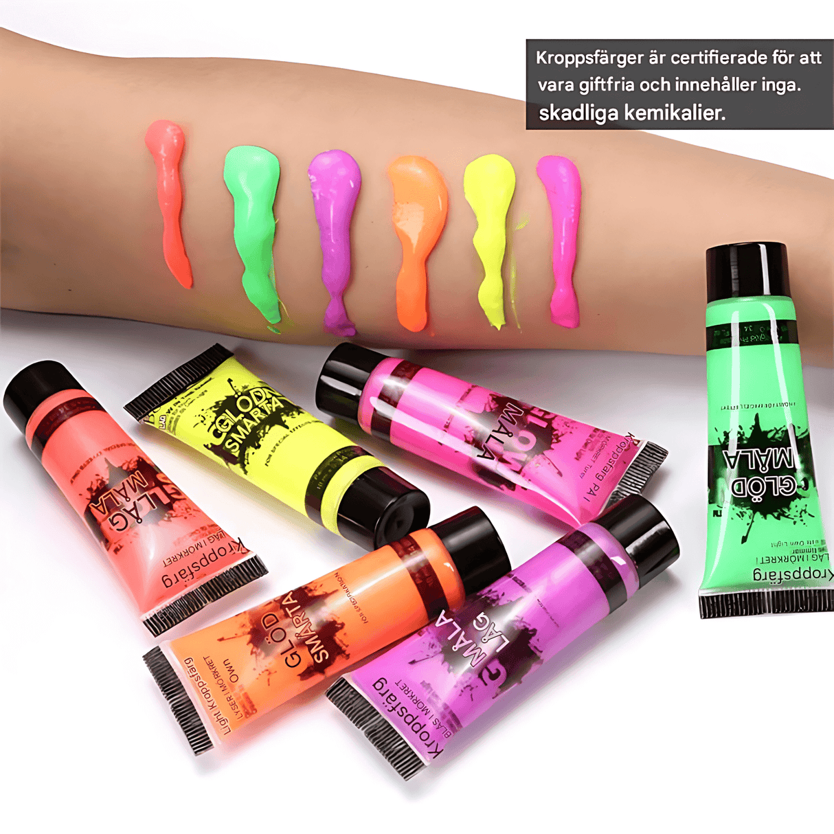 NeonAura – Halloween Neon fluoreszierendes UV-Körperfarbenset für Gesicht und Körper, leuchtet im Dunkeln, Party- und Festivalfarbe