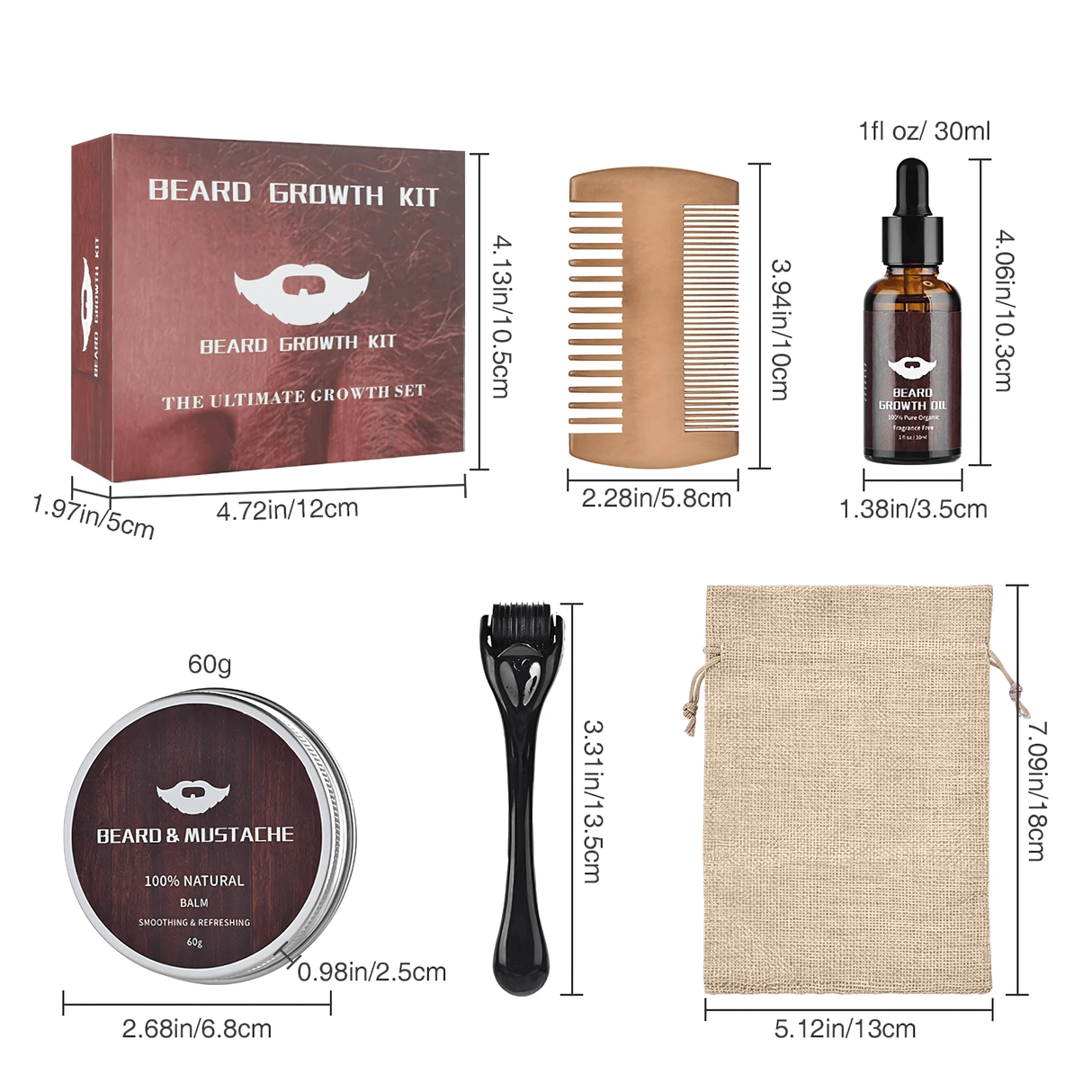 BeardPeak - Bartpflege-Set mit Öl, Balsam, Mikro-Nadel-Roller & Kamm für einen gepflegten Bart