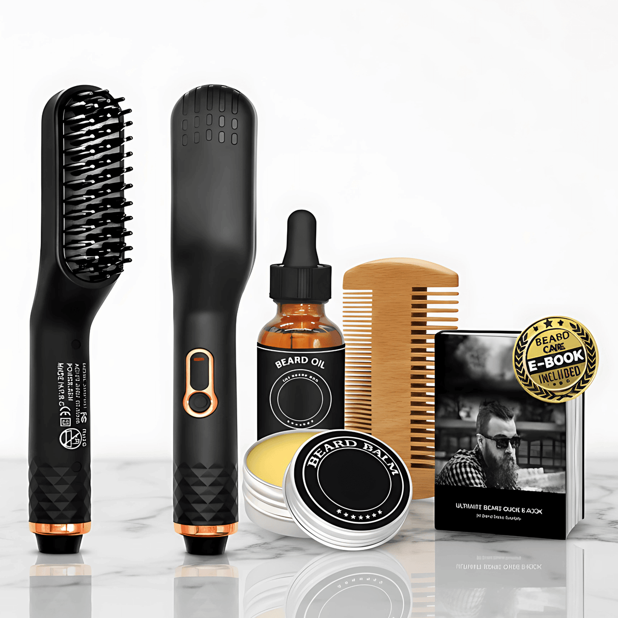 BeardPulse - Bartstyler & Pflegeset mit Öl, Balsam, Kamm und E-Guide für Männer