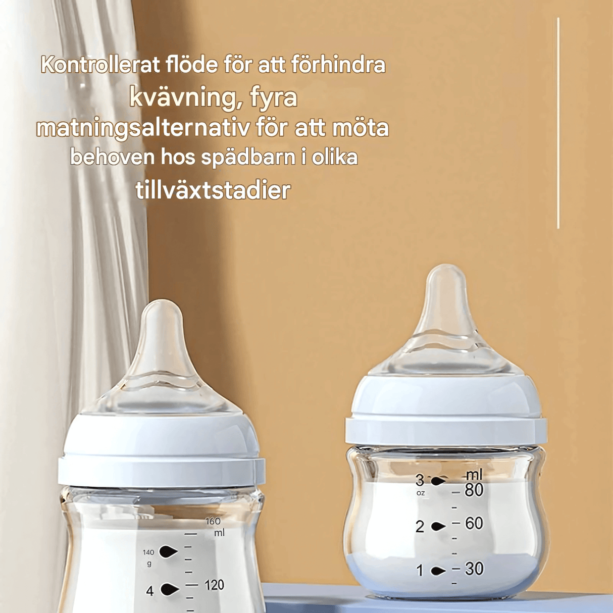 BabyFlow - Anti-Colic Glas-Babyflasche mit weichem Silikon-Sauger & Kontrolliertes Flow Design