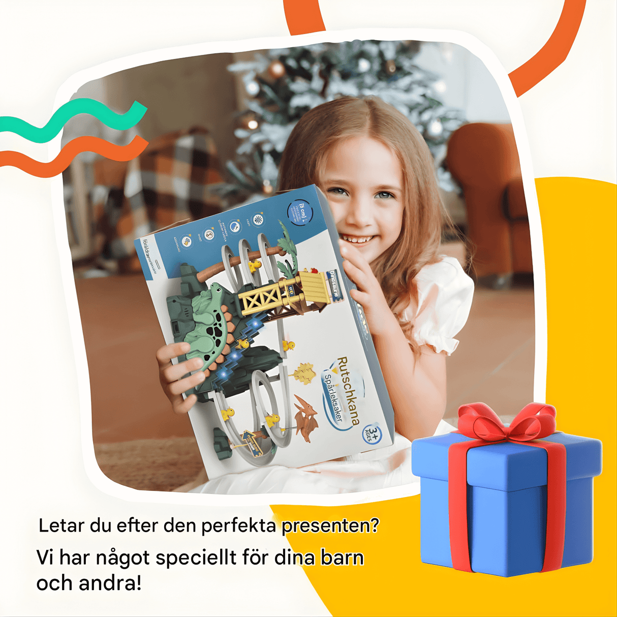 DinoTrack - Elektrische zweigleisige Dinosaurierrutsche mit dynamischer Klettertreppe, Lichter & Musik für Kinder