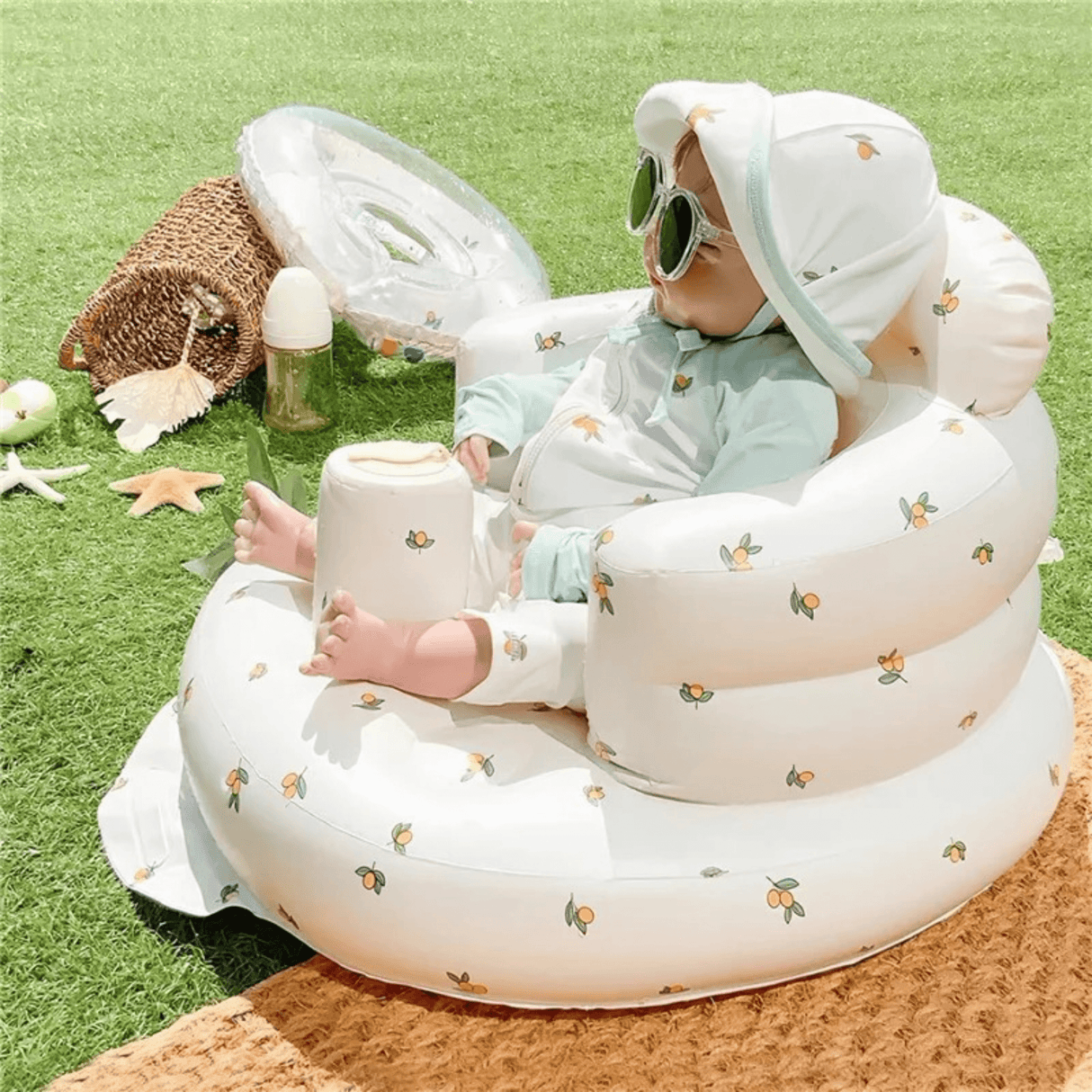 BabyNest – Aufblasbarer Babysitz aus PVC zum Füttern, Baden und Spielen