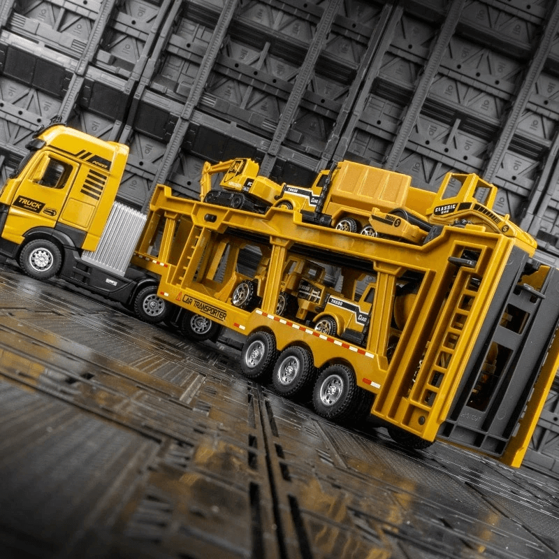 Simulierter Doppeldecker-Anhängerzug - Komplettes Modellset für Bauspielzeug und Sammler