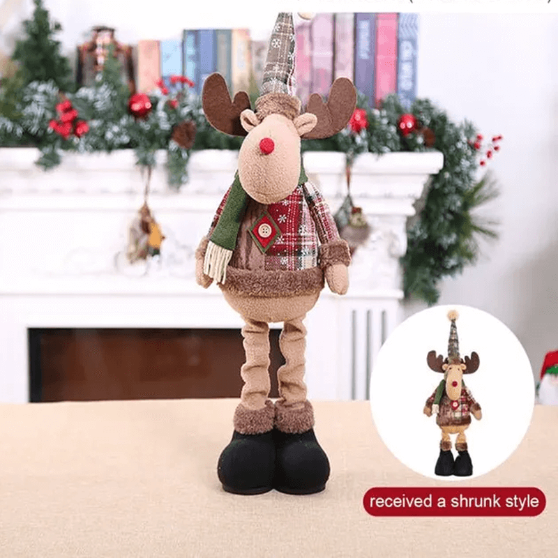 Weihnachtspuppe Ornament aus Stoff, mit oder ohne ausziehbaren Beinen - Weihnachtsdekoration, Weihnachtsmann, Elch, Schneemann