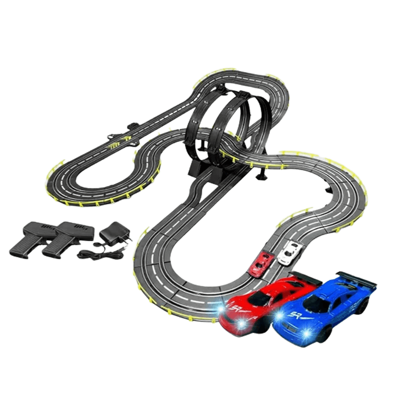 Große RC-Autobahn für Kinder - Rennbahnspielzeug mit doppelter Rennstrecke und einfacher Montage