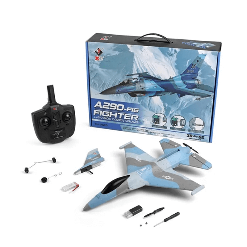 Ferngesteuertes RC F16 Schaumstoff-Jet-Flugzeug - 2.4G, realistischer Propeller, Segelflugzeug-Funktion & Große Reichweite
