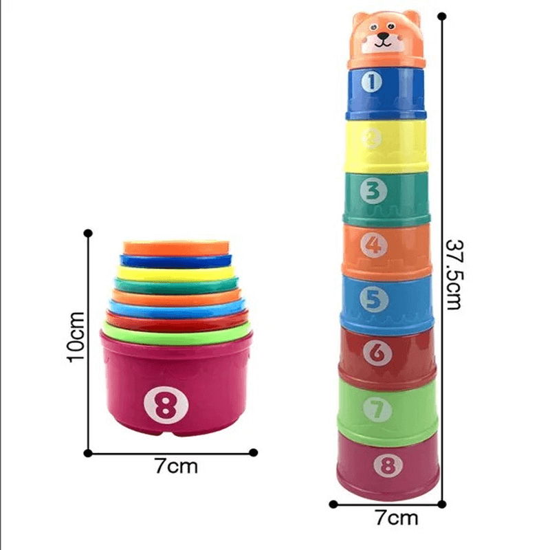 Stacking Cups für Baby & Kleinkinder | Buntes Badespielzeug aus Kunststoff - Sensorisches Spielen ab 6+ Monaten