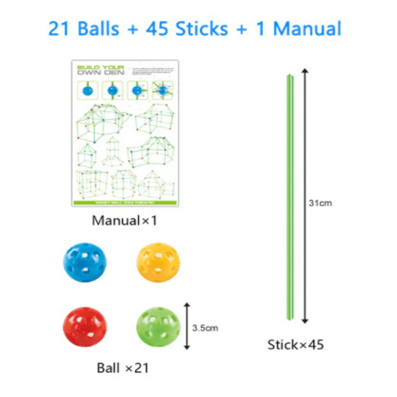 3D Spielhaus | Bausatz mit Stöcken DIY Do It Yourself Lernen für Kinder